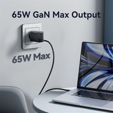 Мережевий зарядний пристрій Vention GaN III PD 65W QC3.0 5A White (FERW0-EU) [603274]