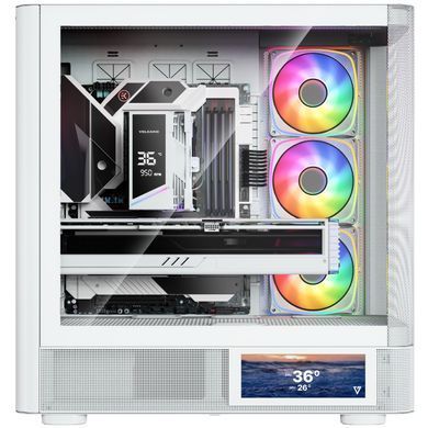 Корпус Modecom VOLCANO AQ400 ARGB MIDI SIDE LCD 6,2&rdquo;, 4x120mm fans WHITE без БЖ ATX (MC-A-AQ400-4FA-W) [405391]