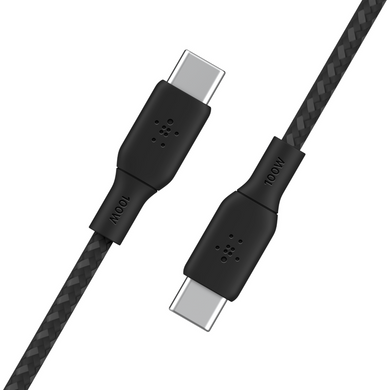 Кабель USB-C > USB-C заряджання/синхронізації Belkin 2м, 100Вт, Type-C, плетений, чорний (CAB014BT2MBK) [108669]