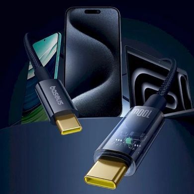 Кабель Baseus Explorer Charging Cable USB-C to USB-C 100W with Auto Shutdown 2m Deepsea Blue (P10319704321-01) [802450]