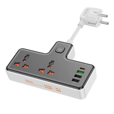 Мережевий подовжувач HOCO AC12A Reise 2-position expansion socket(PD30W/1C3A) Black (6942007607094) [805381]