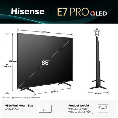 LED-телевізор Hisense 85E7Q PRO (20015896) [201799]