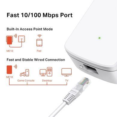 Розширювач покриття WiFi MERCUSYS AC1200, 1хFE LAN (ME10) [104436]