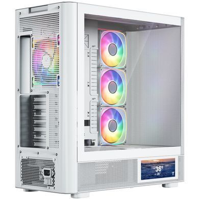 Корпус Modecom VOLCANO AQ400 ARGB MIDI SIDE LCD 6,2&rdquo;, 4x120mm fans WHITE без БЖ ATX (MC-A-AQ400-4FA-W) [405391]