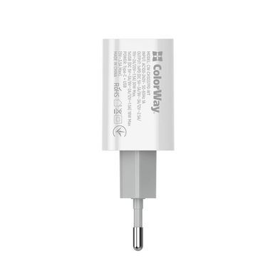 Мережевий зарядний пристрій ColorWay Power Delivery Port PPS (Type-C PD + USB QC3.0) (30W) White (CW-CHS037PD-WT) [611625]