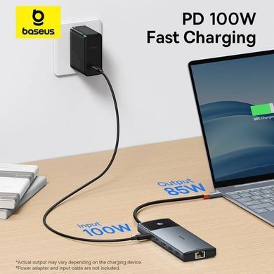 USB-хаб Baseus Metal Gleam Series II 10-in-1 USB HUB Cosmic Black(USB-C to 1*HDMI4K@120Hz+1*HDMI4K@60Hz+1*USB-A(10Gbps)+1*USB-C(10Gbps)+2*USB-A(480Mbp (B00061800123-00) [802745]