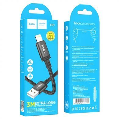 Кабель HOCO X91 Radiance charging data cable for iP(L=3M) Black (6931474788702) [805225]