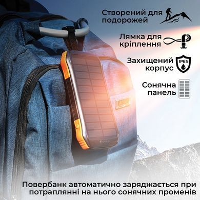Універсальна мобільна батарея Promate SolarTank-10PDQi 10000mAh 20W Black (solartank-10pdqi.black) [603492]