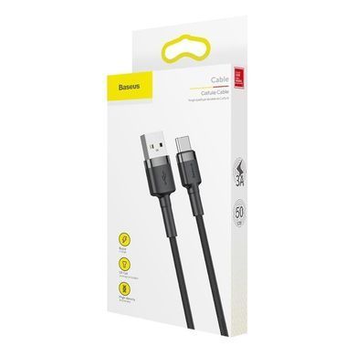 Кабель Baseus Cafule Cable USB For Type-C 3A 0.5m Gray+Black (CATKLF-AG 1) [805491]