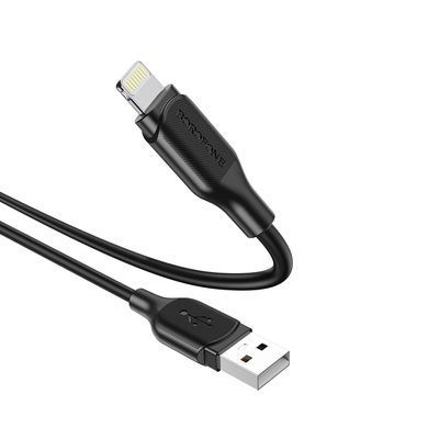 Кабель BOROFONE BX42 USB to iP 2.4A, 1m, silicone, TPE connectors, Black (6931474736727) [802380]