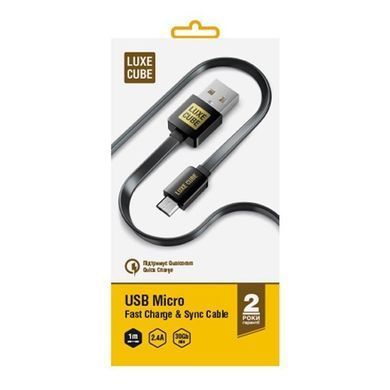 Кабель Luxe Cube Flat USB - micro USB (M/M), 1 м, чорний (2231252966013) [603807]