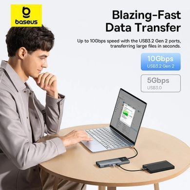 USB-хаб Baseus Metal Gleam Series II 10-in-1 USB HUB Cosmic Black(USB-C to 1*HDMI4K@120Hz+1*HDMI4K@60Hz+1*USB-A(10Gbps)+1*USB-C(10Gbps)+2*USB-A(480Mbp (B00061800123-00) [802745]