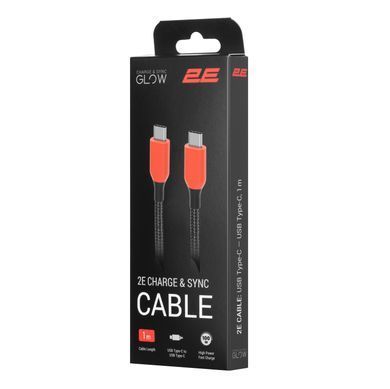 Кабель USB-C > USB-C заряджання/синхронізації 2E 1м, 100Вт Type-C, чорний (2E-CC100-WH) [108623]