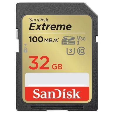Карта пам'яті SanDisk SD 32GB C10 UHS-I U3 R100/W60MB/s Extreme V30 (SDSDXVT-032G-GNCIN) [108922]