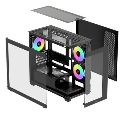 Корпус для комп'ютера MATX W/O PSU GAMMA C52 BK ARGB OCYPUS (GAMMA-C52-BKD300XX-GL) [502872]