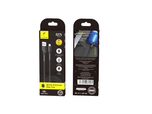 Кабель SkyDolphin S27L Spring Anti-Brake USB - Lightning (M/M), 1 м, Black (SDUSB-000609) [604239]