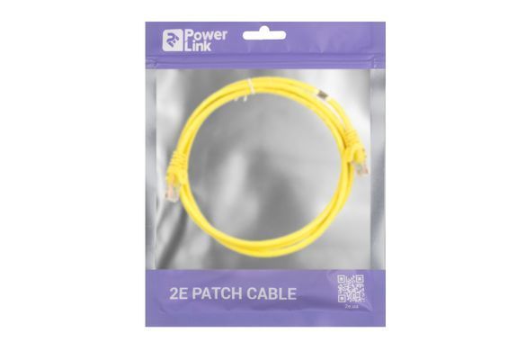 Патч-корд 2E САТ 5e, UTP, 1.50м, 26AWG, RJ45, 7/0.16, Cu, PVC, жовтий (2E-PC5ECOP-150YLW) [109866]