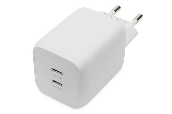 Зарядний пристрій DIGITUS 2хUSB-C, 65W, GaN (DA-10063) [108426]