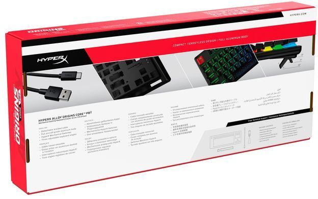 Клавіатура механічна HyperX Alloy Origins Core PBT 87key, Red, USB-A, EN/UA, RGB, чорний (639N7AA) [103558]