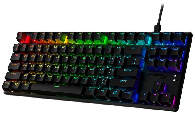 Клавіатура механічна HyperX Alloy Origins Core PBT 87key, Red, USB-A, EN/UA, RGB, чорний (639N7AA) [103558]