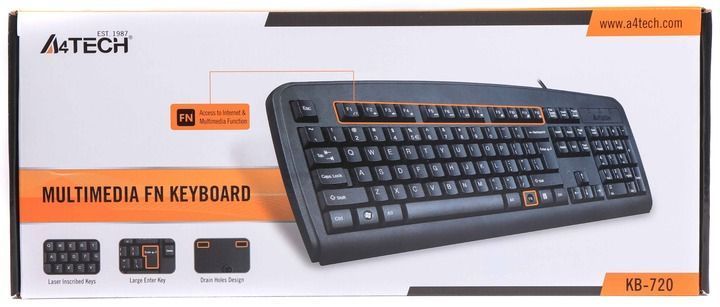 Клавіатура A4Tech KB-720 Black (KB-720 USB (Black)) [605887]