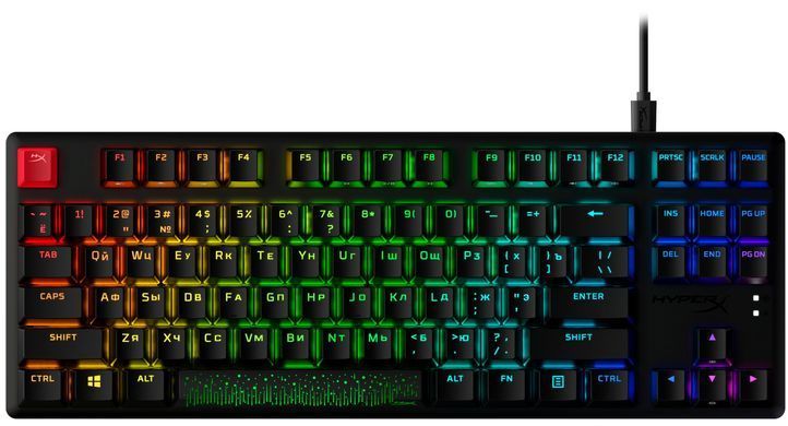 Клавіатура механічна HyperX Alloy Origins Core PBT 87key, Red, USB-A, EN/UA, RGB, чорний (639N7AA) [103558]