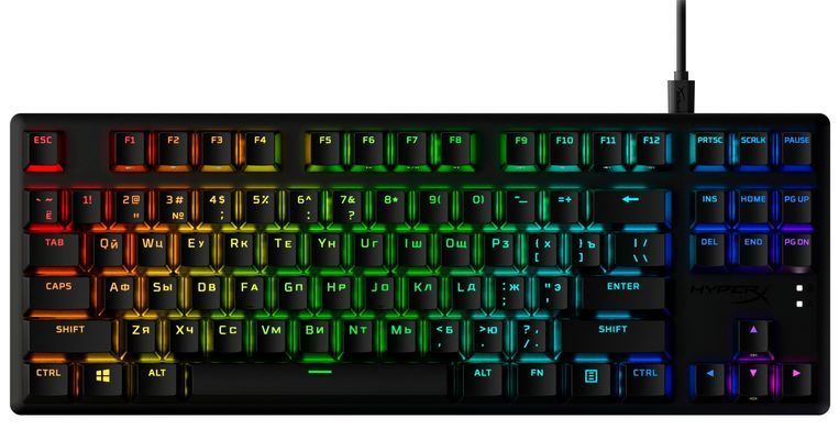 Клавіатура механічна HyperX Alloy Origins Core PBT 87key, Red, USB-A, EN/UA, RGB, чорний (639N7AA) [103558]