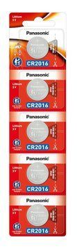 Батарейка Panasonic літієва CR2016 блістер, 5 шт. (CR-2016/5BE) [115323]