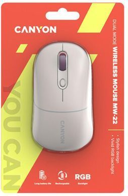 Миша бездротова Canyon MW-22 Dual Band RGB Wireless Rice (CNS-CMSW22RC) [616237]