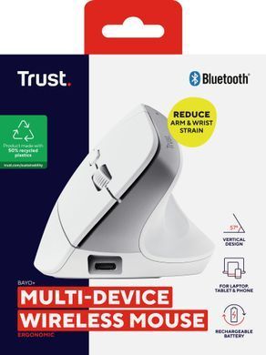 Миша Trust Bayo+ Multidevice Ergonomic, BT/WL/USB-A, біла (25399_TRUST) [110865]