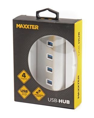 USB-хаб Maxxter 4 ports Silver (HU3A-4P-01) [608399]