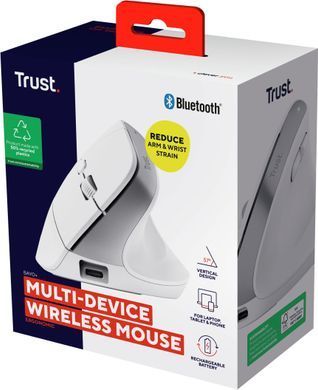 Миша Trust Bayo+ Multidevice Ergonomic, BT/WL/USB-A, біла (25399_TRUST) [110865]
