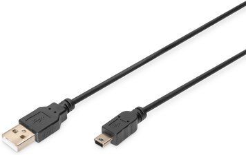 Кабель DIGITUS USB-A > USB-mini B синхронізації, 3.0 m, чорний (AK-300130-030-S) [113485]