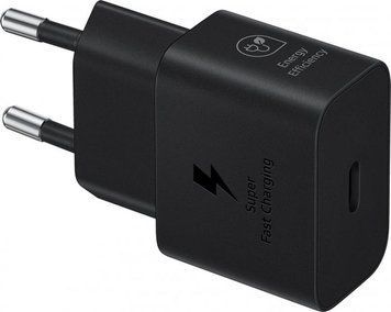Мережевий зарядний пристрій Samsung Black, 25W + кабель USB Type-C (EP-T2510XBEGEU) [603224]