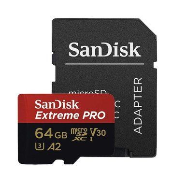 Карта пам'яті microSDXC (UHS-1 U3) SanDisk Extreme Pro A2 64Gb class 10 V30 (R200MB/s,W90MB/s) (adapter) (SDSQXCU-064G-GN6MA) [805479]