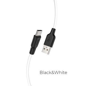 Кабель HOCO X21 Plus USB to Type-C 3A, 1m, silicone, silicone connectors, Black+White (6931474711915) [803594]