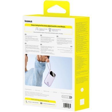 УМБ Baseus 20000mAh EnerFill FC31 45W PD,QC,USB-A,USB-C In/Out,built-in USB-C/Lightning cable Purple (E0028D02) [404548]