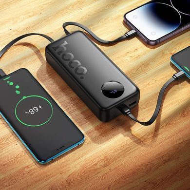 Зовнішній акумулятор HOCO J132A Sabio 22.5W+PD20W fully compatible power bank with 3 cables(20000mAh) Black (6942007632591) [806305]