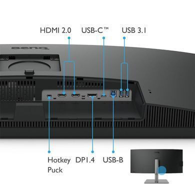 Монітор TFT 34" BenQ PD3420Q, IPS, WQHD, 2 x HDMI, DP, USB-C, USB-hub, HAS, колонки, темно-сірий (9H.LJHLB.QPE) [400453]