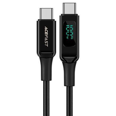 Кабель ACEFAST C6-03 Type-C to Type-C 5A, 100W, 2m, nylon, zinc connectors, digital display, Black (AFC6-03B) [802504]