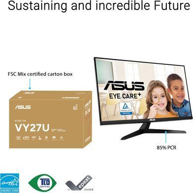 Монітор Asus 27" VY27UQ 2xHDMI, DP, MM, IPS, 3840x2160, sRGB 99%, AdaptiveSync, HDR10 (90LM09U3-B01170) [101047]