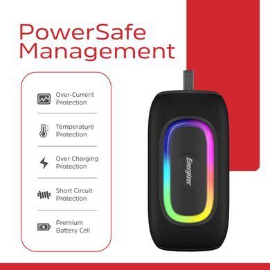 Акустична система 1.0 Energizer 16Вт Bluetooth 5.2/MicroSD/USB/AUX/FM,IPX65, чорна (BTS163) [404797]