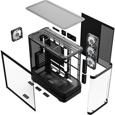 Корпус Modecom VOLCANO AQ200 ARGB MIDI FRONT LCD, 4x120mm fans BLACK без БЖ ATX (MC-A-AQ200-4FA-B) [405392]
