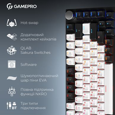 Клавіатура бездротова GamePro Asgard Valhalla QLAB Sakura Switch Black (MK160-B-QS-PRO) [619469]