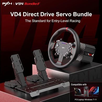 Кермо і педалі PXN VD4 Bundle for PC, 12кн., подв. педалі, кермо WAS 280мм (PXN-VD4 Bundle EU) [405564]