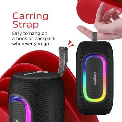 Акустична система 1.0 Energizer 16Вт Bluetooth 5.2/MicroSD/USB/AUX/FM,IPX65, чорна (BTS163) [404797]