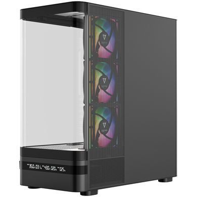 Корпус Modecom VOLCANO AQ200 ARGB MIDI FRONT LCD, 4x120mm fans BLACK без БЖ ATX (MC-A-AQ200-4FA-B) [405392]