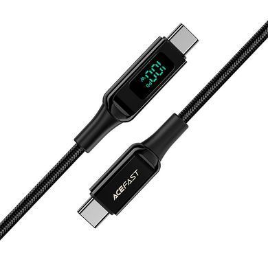 Кабель ACEFAST C6-03 Type-C to Type-C 5A, 100W, 2m, nylon, zinc connectors, digital display, Black (AFC6-03B) [802504]
