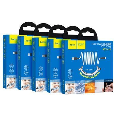 Кабель HOCO X21 Plus USB to Type-C 3A, 1m, silicone, silicone connectors, Black+White (6931474711915) [803594]
