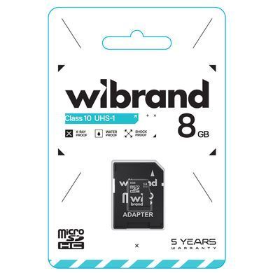 Карта пам'яті microSDHC (UHS-1) Wibrand 8Gb class 10 (adapter SD) (WICDHC10/8GB-A) [802857]